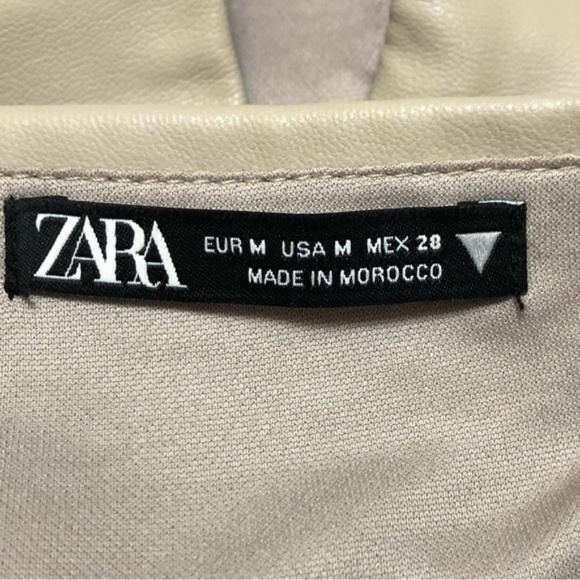 Zara | Faux Leather Bustier Style Beige Crop Tank Top Medium - Picture 8 of 10